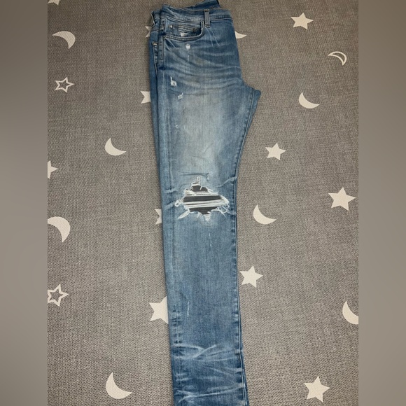 AMIRI Slim Fit Distressed Jeans - Light Blue - Picture 2 of 6